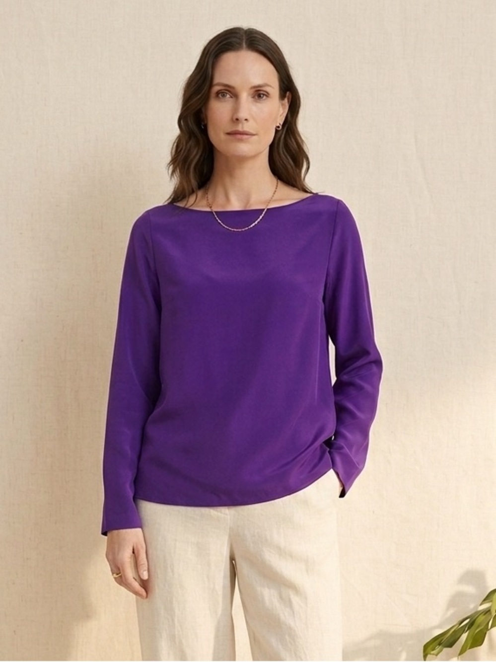 Ralph Lauren Purple Long-Sleeve Boatneck Top